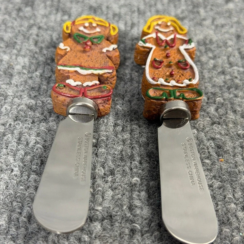 Boston Warehouse Holiday Gingerbread Cheese‎ Spreaders Set of 4 Butter Knives